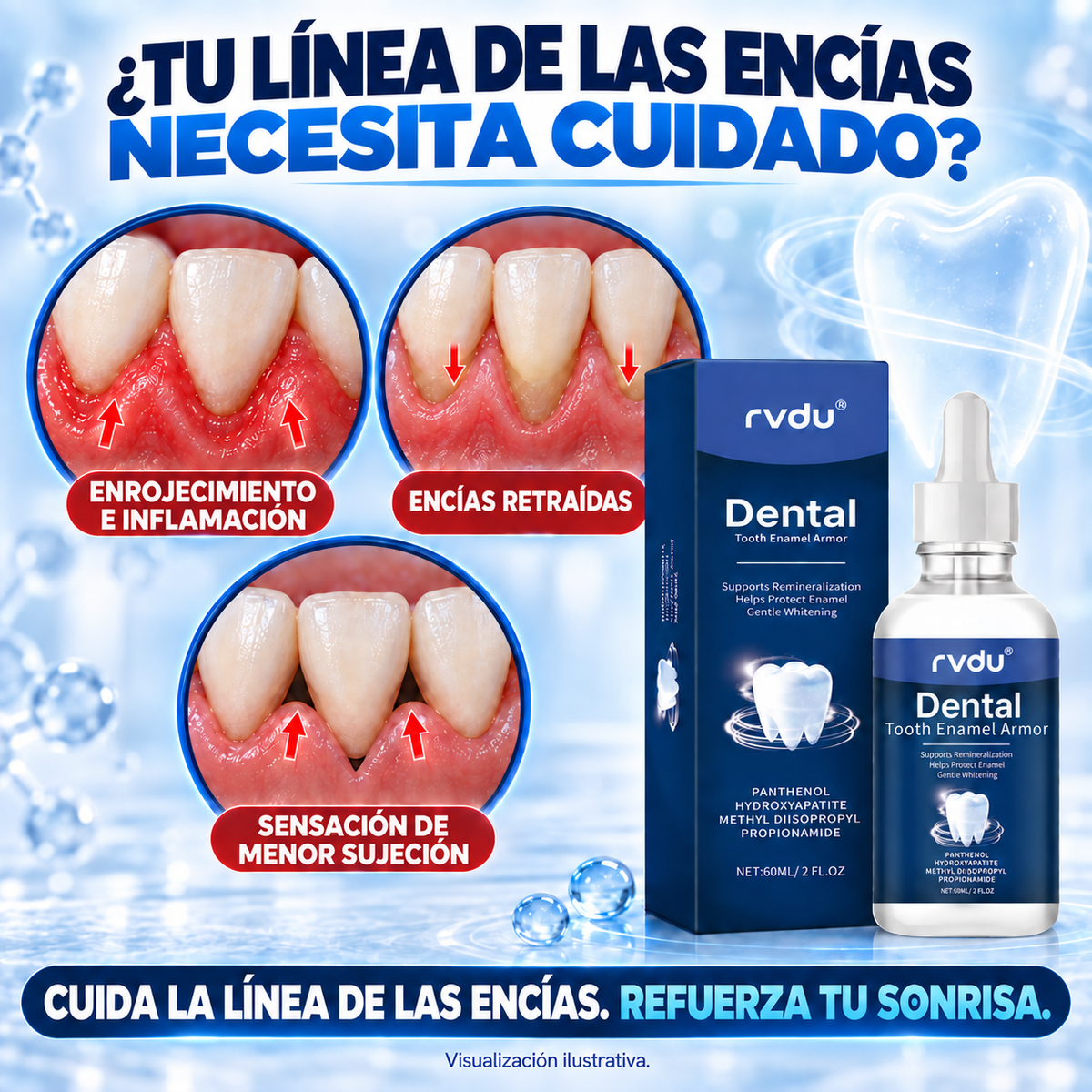 Rvdu Líquido Periodontal Para Encías Dañadas Sensibles Y Retraídas 60 Ml Limpieza De Manchas En Dientes Cuidado De La Línea Gingival