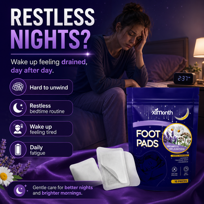 Ximonth Herbal Foot Patches – Overnight Relaxation & Sleep Support | Natural Foot Pads with Lavender, Chamomile & Valerian Root | Gentle Nighttime Foot Care | 10 Pieces
