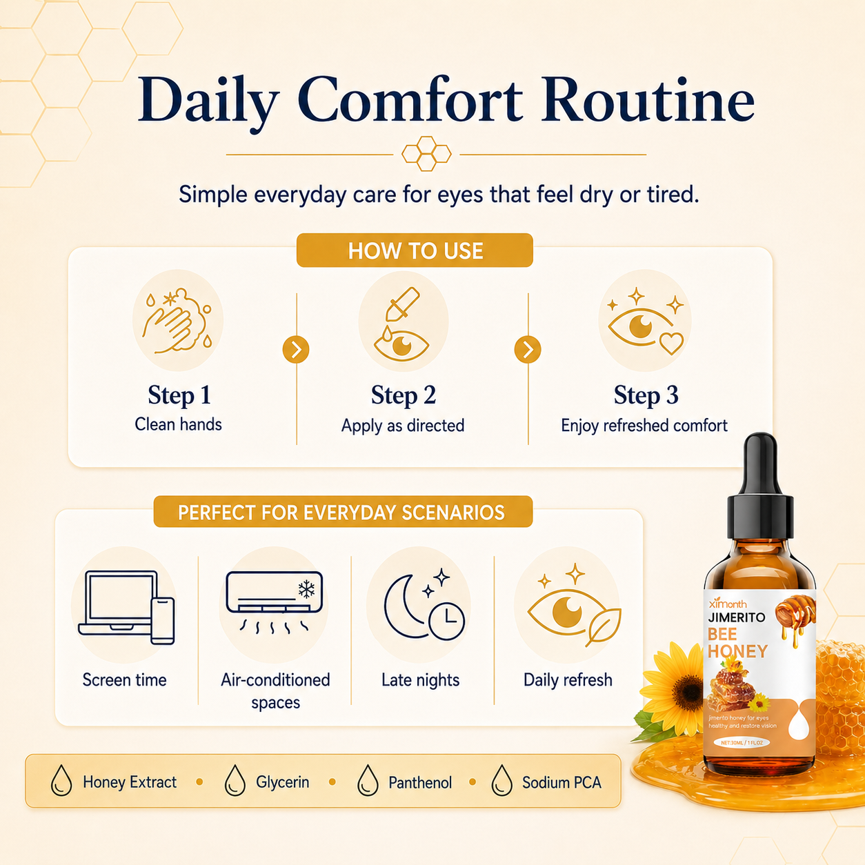 Jimerito Bee Honey Eye Drops – Moisturizing & Soothing Relief for Dry Eyes