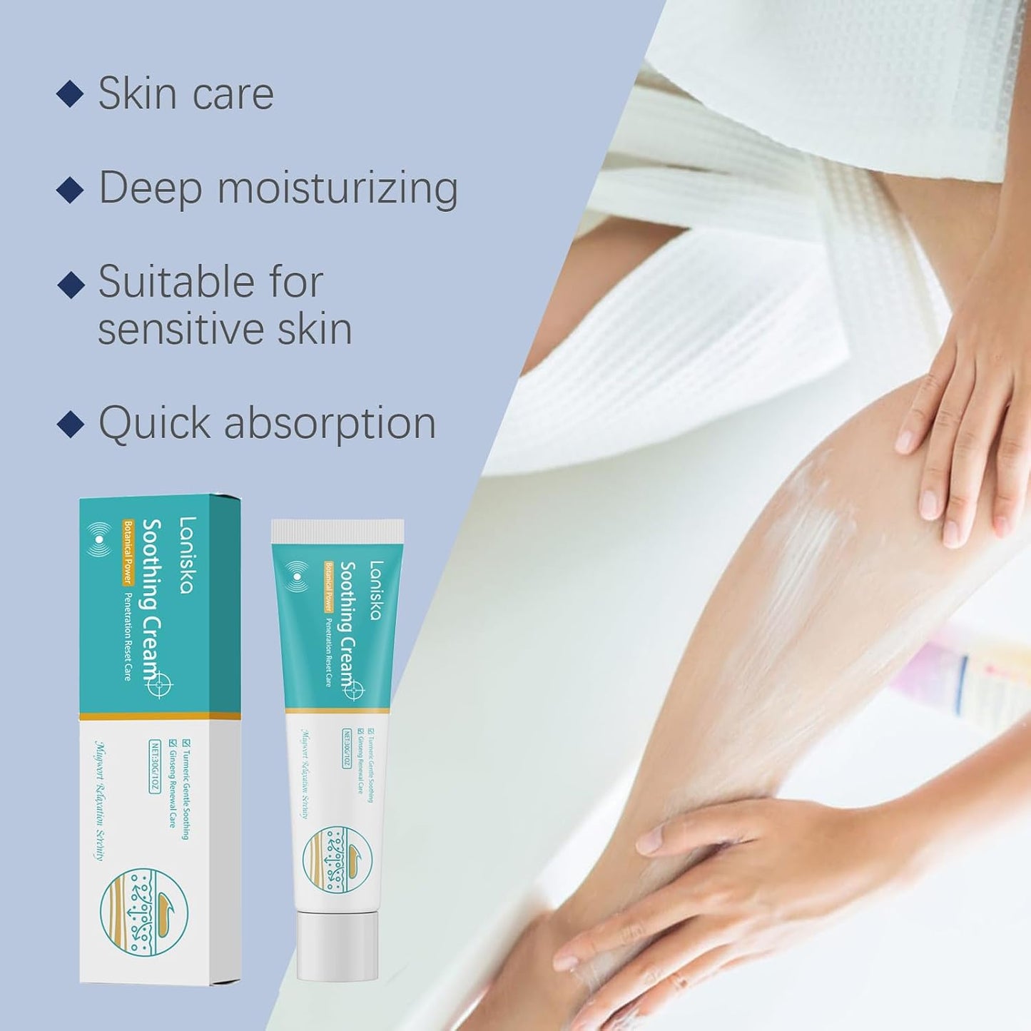 LANISKA Herbal Vein Care Cream for Legs & Shoulders, Botanical Massage Cream with Turmeric, Ginseng & Mugwort, Fast-Absorbing Moisturizing Formula for Daily Skin Care, 1 oz