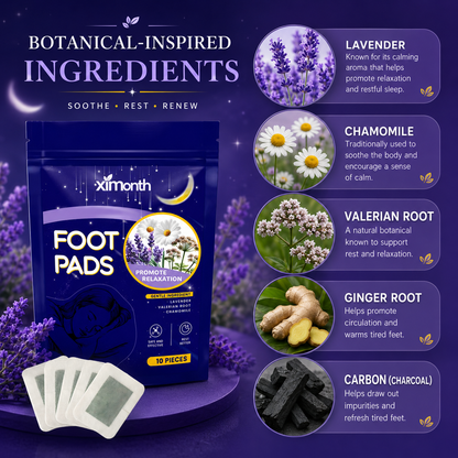 Ximonth Herbal Foot Patches – Overnight Relaxation & Sleep Support | Natural Foot Pads with Lavender, Chamomile & Valerian Root | Gentle Nighttime Foot Care | 10 Pieces