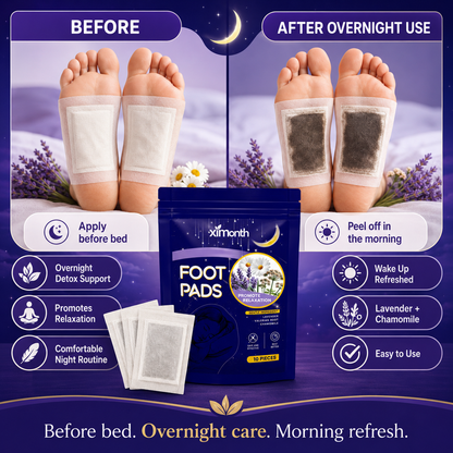 Ximonth Herbal Foot Patches – Overnight Relaxation & Sleep Support | Natural Foot Pads with Lavender, Chamomile & Valerian Root | Gentle Nighttime Foot Care | 10 Pieces