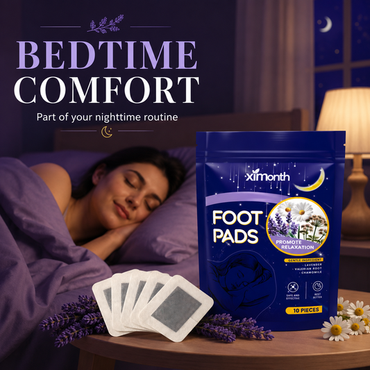 Ximonth Herbal Foot Patches – Overnight Relaxation & Sleep Support | Natural Foot Pads with Lavender, Chamomile & Valerian Root | Gentle Nighttime Foot Care | 10 Pieces