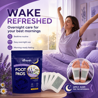 Ximonth Herbal Foot Patches – Overnight Relaxation & Sleep Support | Natural Foot Pads with Lavender, Chamomile & Valerian Root | Gentle Nighttime Foot Care | 10 Pieces